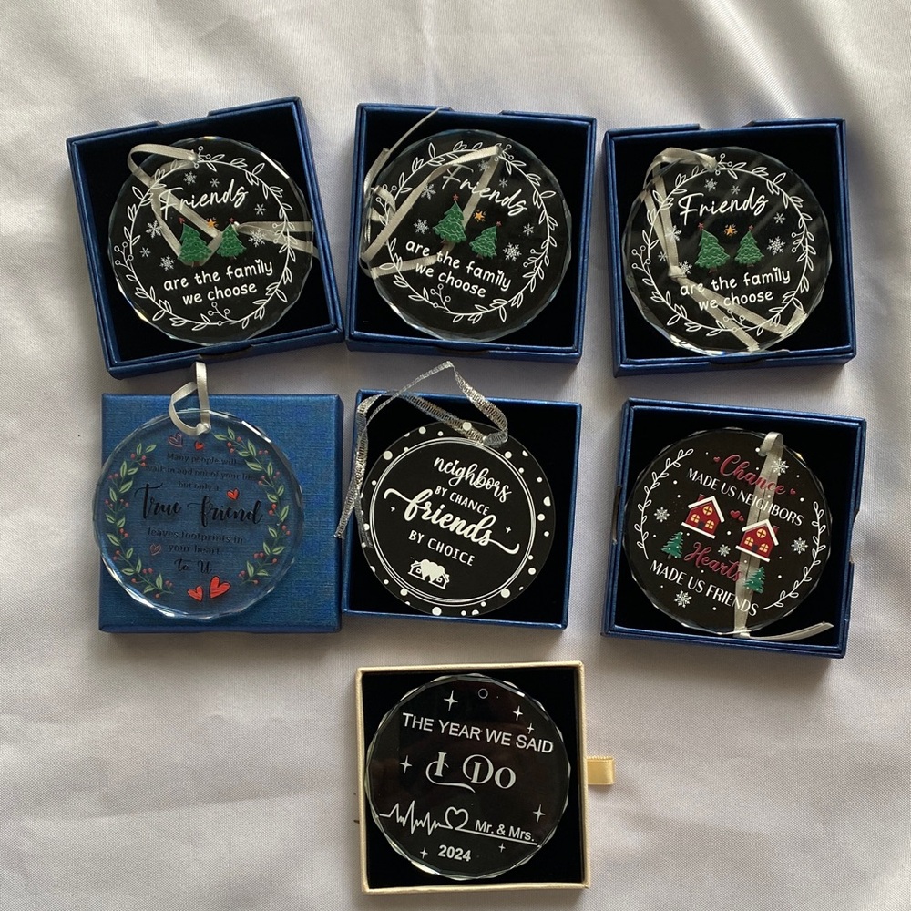 Set of Decorative Glass Ornaments